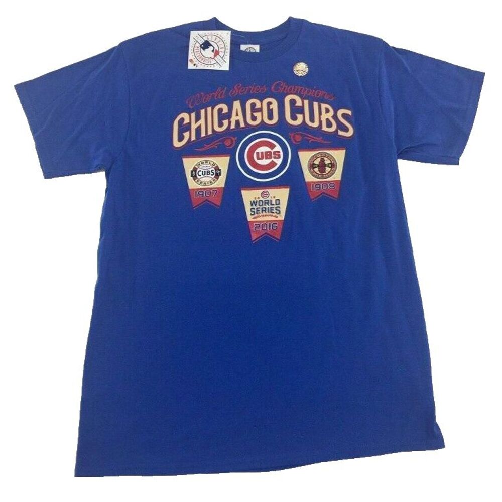 NWT Chicago Cubs 2016 World Series Champions T Shirt M MLB Baseball Mens‎